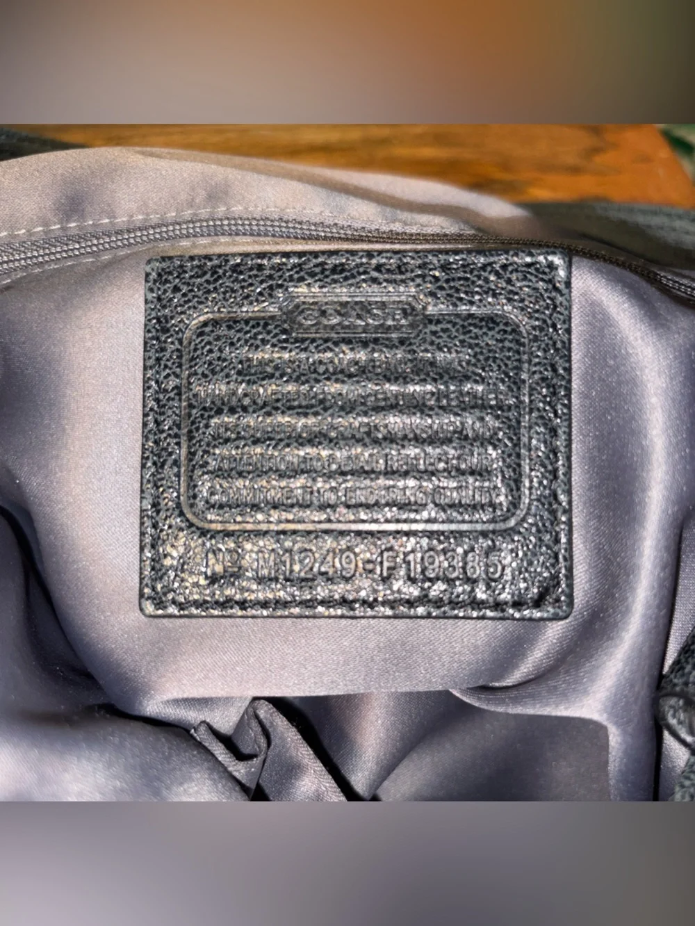 Coach Kristin Pinnacle Metallic Black Shimmer Leather Tote F19385
